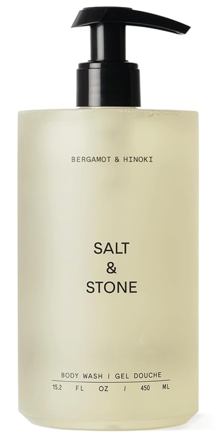 Salt & Stone Body Wash with Antioxidants for Deep Moisture | For Women & Men, Sulfate, Paraben, & Dye Free, Leaving Skin Soft and Hydrated | Bergamot & Hinoki 15.2 fl oz-FemmiqueWomen