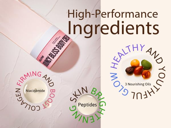 SOLME Brazilian Bum Bum Body Lotion Bouncy Bliss | Skin Tightening Body Butter with Coconut & Jojoba Oil, Collagen & Avocado Extract | Glowing Skin | Peach Vanilla Scent | K-Beauty, 6.76 fl. oz.-FemmiqueWomen