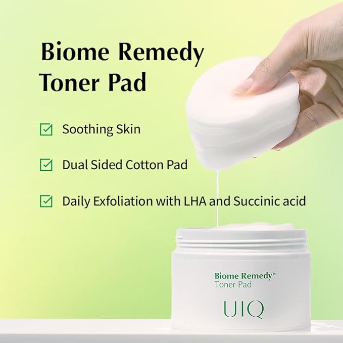 UIQ Biome Remedy Toner Pads, Dual-Textured Facial Pad for Hydrating, Moisturizing, Calming, Pore Care, Non Comedogenic, Daily Toner Pads for Soothing Skin 6.08 fl. oz., 70 Sheets-FemmiqueWomen