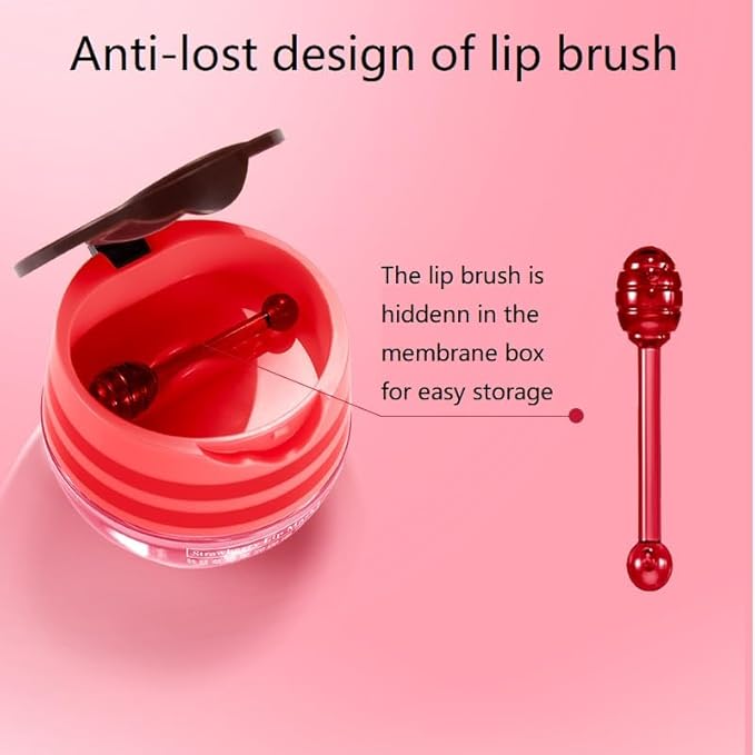 2 Pcs Lip Balm Honey Pot, Honey & Strawberry Moisturizing Lip Mask Reduces Lip Lines, Prevention Dry and Cracked Lip Scrubs Exfoliator. (Honey & Strawberry)-FemmiqueWomen