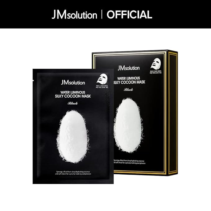 JMsolution Water Luminuous Silky Cocoon Black Mask - Korean Skincare Facial Mask - Silkworm extract amino acid -Nutrition and Moisturization Synergy - 10 sheets for a sensitive skin-FemmiqueWomen