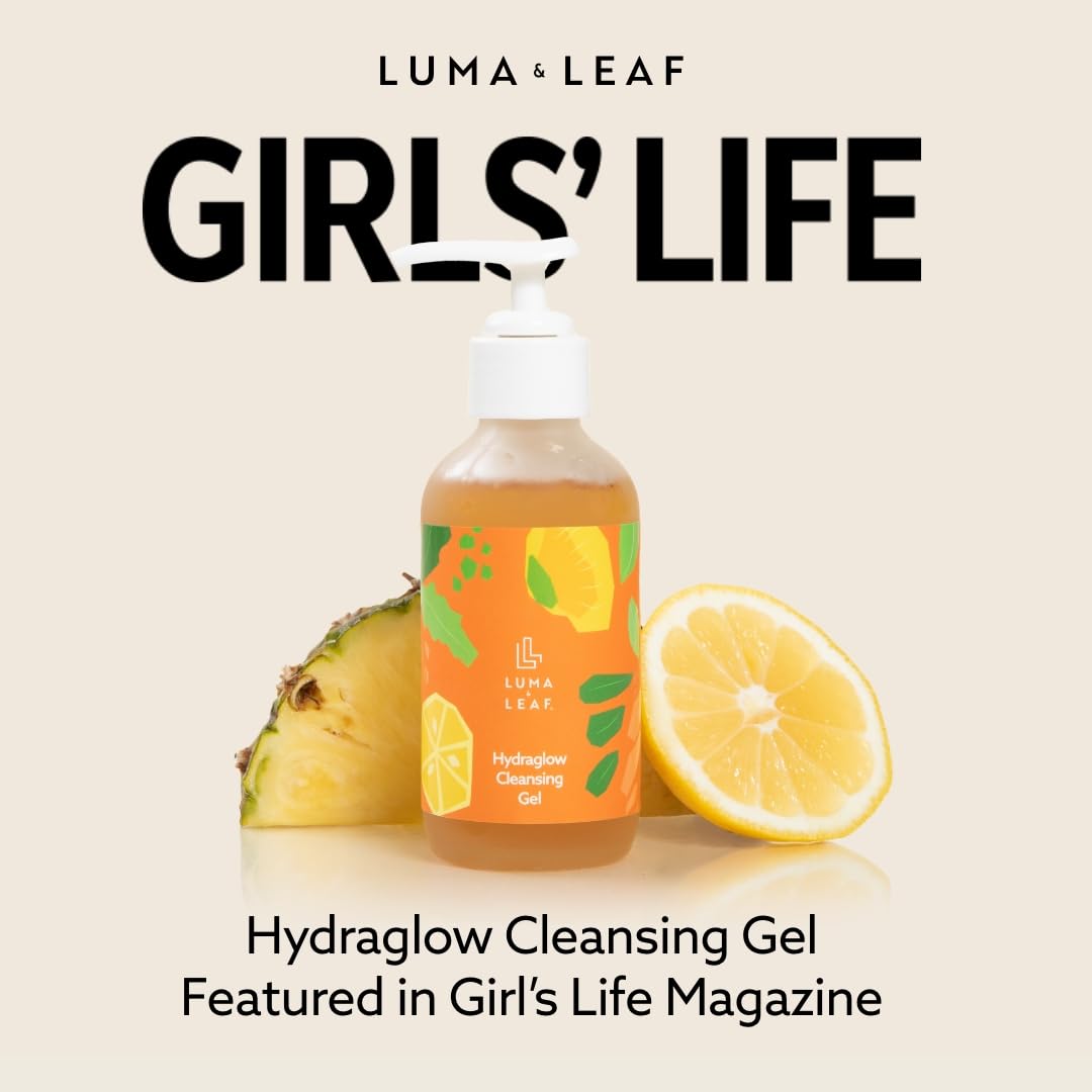 LUMA & LEAF Hydraglow Brightening Face Wash with Hyaluronic Acid | Gentle Daily Exfoliating Gel Cleanser for Dull Skin & Dark Spots | For All Skin Types | 3.8 fl oz-FemmiqueWomen