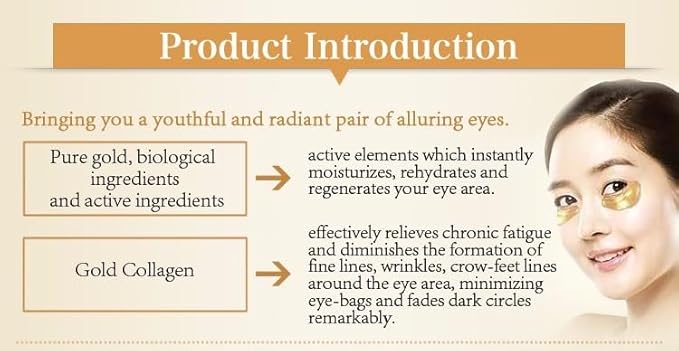 24K Gold Eye Patches (12 Pairs) Collagen, Anti-Wrinkle, Anti-Aging, Beauty & Personal Care, Dark Circles & Puffiness-FemmiqueWomen