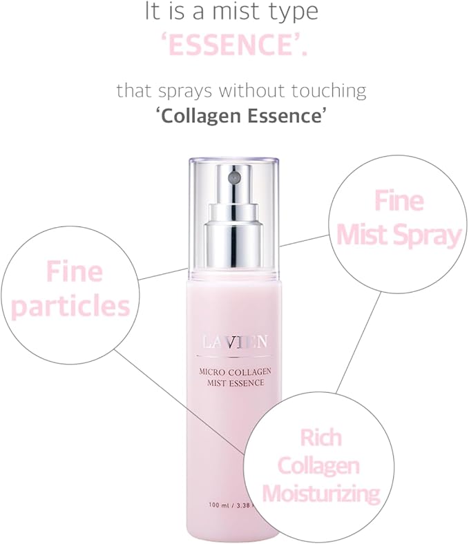Lavien Micro Collagen Mist Essence - Hydrating Facial Spray, Redness and Smooth Skin - Suitable All Skin Types - 3.38 Fl Oz Bottle-FemmiqueWomen