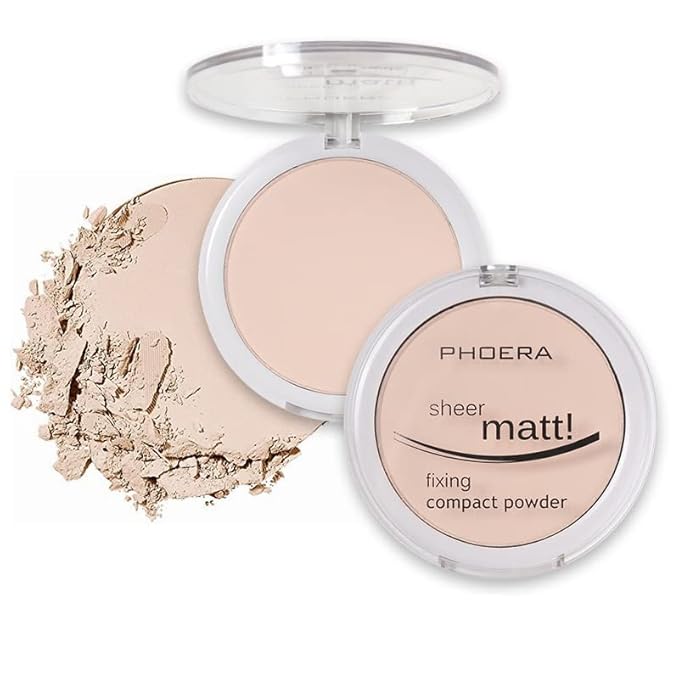2 Pack PHOERA Matte Face Powder, Control Oil Brighten Skin Color Cover Blemish Makeup Face Setting Setting Powder 。 201-Translucent-FemmiqueWomen