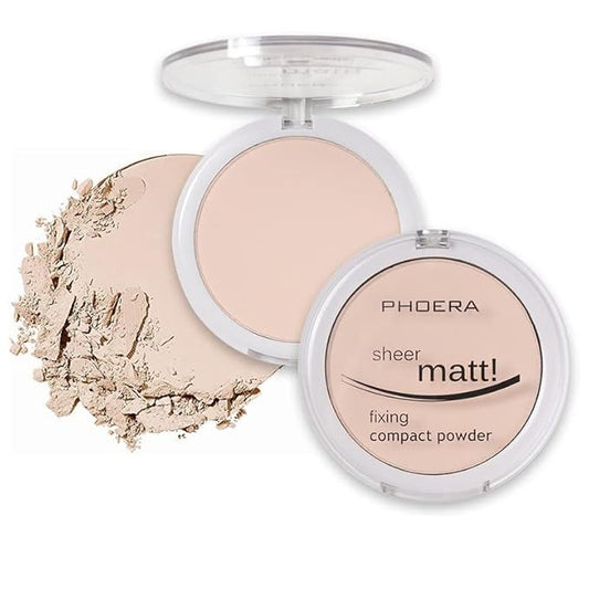 2 Pack PHOERA Matte Face Powder, Control Oil Brighten Skin Color Cover Blemish Makeup Face Setting Setting Powder 。 201-Translucent-FemmiqueWomen