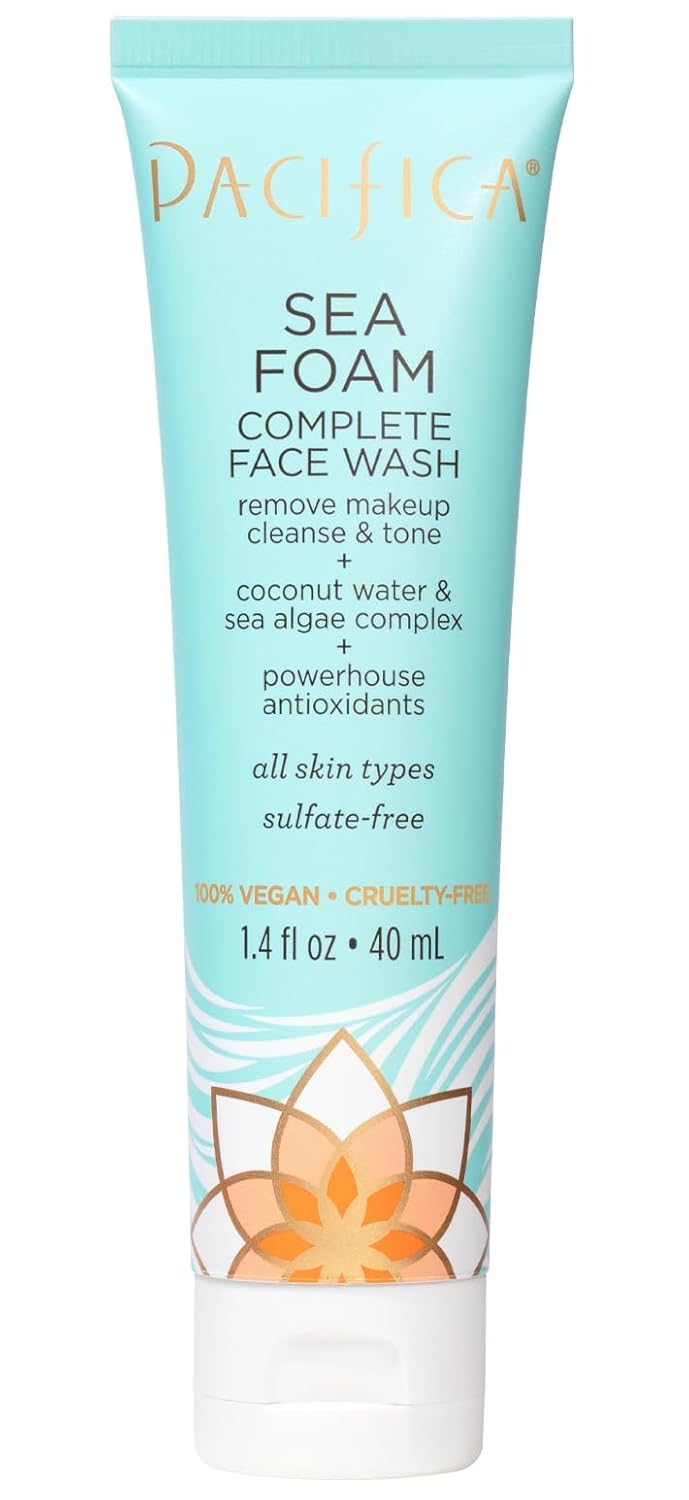 Pacifica Face Wash - Sea Foam Mini Travel Size, Skincare, Daily Gentle Foaming Cleanser, Makeup Remover, Face Cleanser, Skin Care, For Combination and Oily Skin, Vegan, 1.4 fl oz (1 Count)-FemmiqueWomen