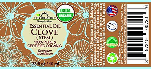 US Organic 100% Pure Clove Stem Essential Oil - USDA Certified Organic, Steam Distilled (10 ml)-FemmiqueWomen