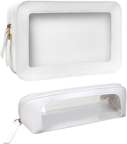 Clear Makeup Bag Small, TSA Approved Portable Toiletry Bag with Zipper Cosmetic Travel Bag Makeup Organizer Case Mini Makeup Pouch for Purse Car Organizer Bag for Women Men-FemmiqueWomen
