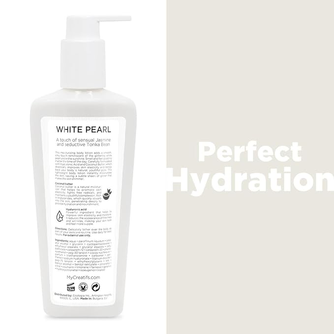 White Pearl Moisturizing Body Lotion with Coconut Butter and Hyaluronic Acid, 8.5 fl. oz.-FemmiqueWomen