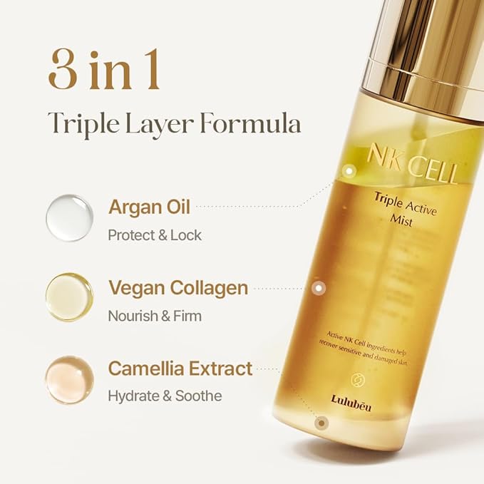 Triple Active Mist, Korean Skincare Glow Spray Serum, Hydrating All-in-One Face Treatment for Radiant, Dewy Skin, Lightweight Daily Routine Care with NK Cell Technology-FemmiqueWomen