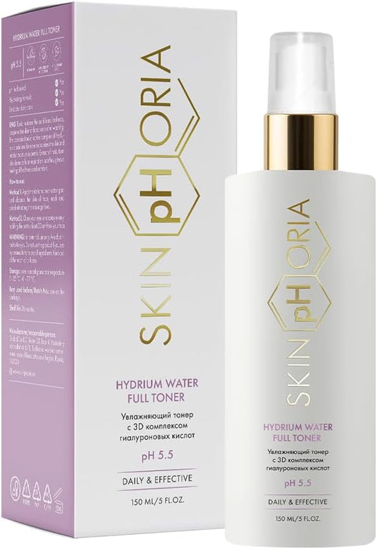 Hydrium Water Full Toner – pH 5.5 Balancing Face Toner with Hyaluronic Acid, Babassu Oil & Betaine – Instantly Hydrates & Revives Tired Skin – 150ml Spray Bottle-FemmiqueWomen