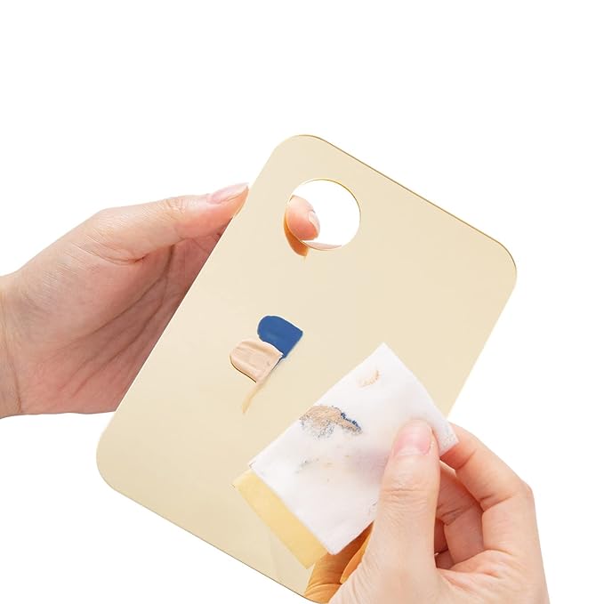 1 Pc Acrylic Cosmetic Makeup Palette Tray Foundation Spatula Makeup Mixing Palette Apply for Foundation Eye Shadow Lipsticks Nail Art Beauty Salon (Yellow)-FemmiqueWomen