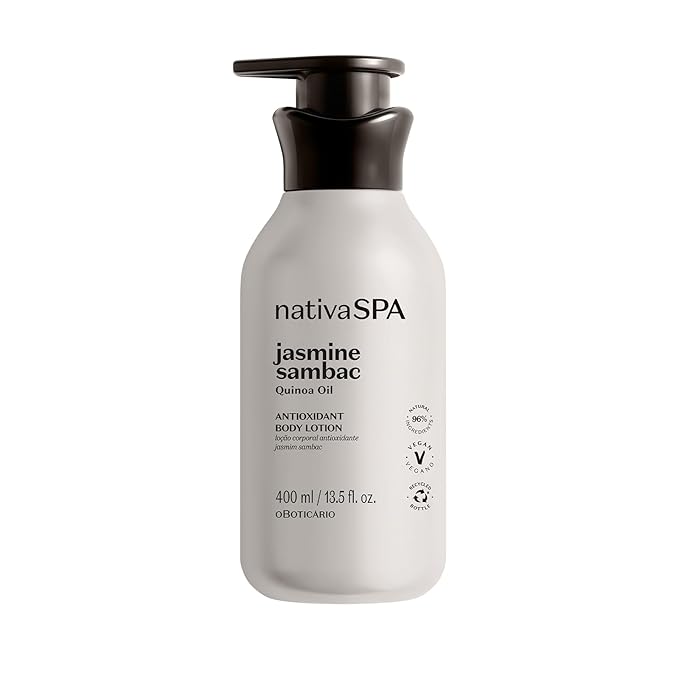 Nativa SPA by O Boticario Jasmin Sambac Anti-Stress Body Lotion, Fragranced Moisturizer Enriched with Purified Quinoa Drops to Boost Hydration, 13.5 Ounce (400ml)-FemmiqueWomen