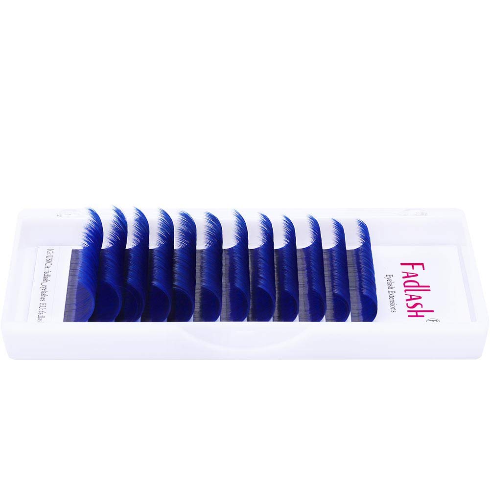 Volume Lash Extensions D Curl 15-20mm Mixed Tray Easy Fan Lashes 0.07mmm Blue Color Mink Self Fanning Eyelash Extensions by FADLASH (Blue 0.07-D, 15~20mm Mix)-FemmiqueWomen