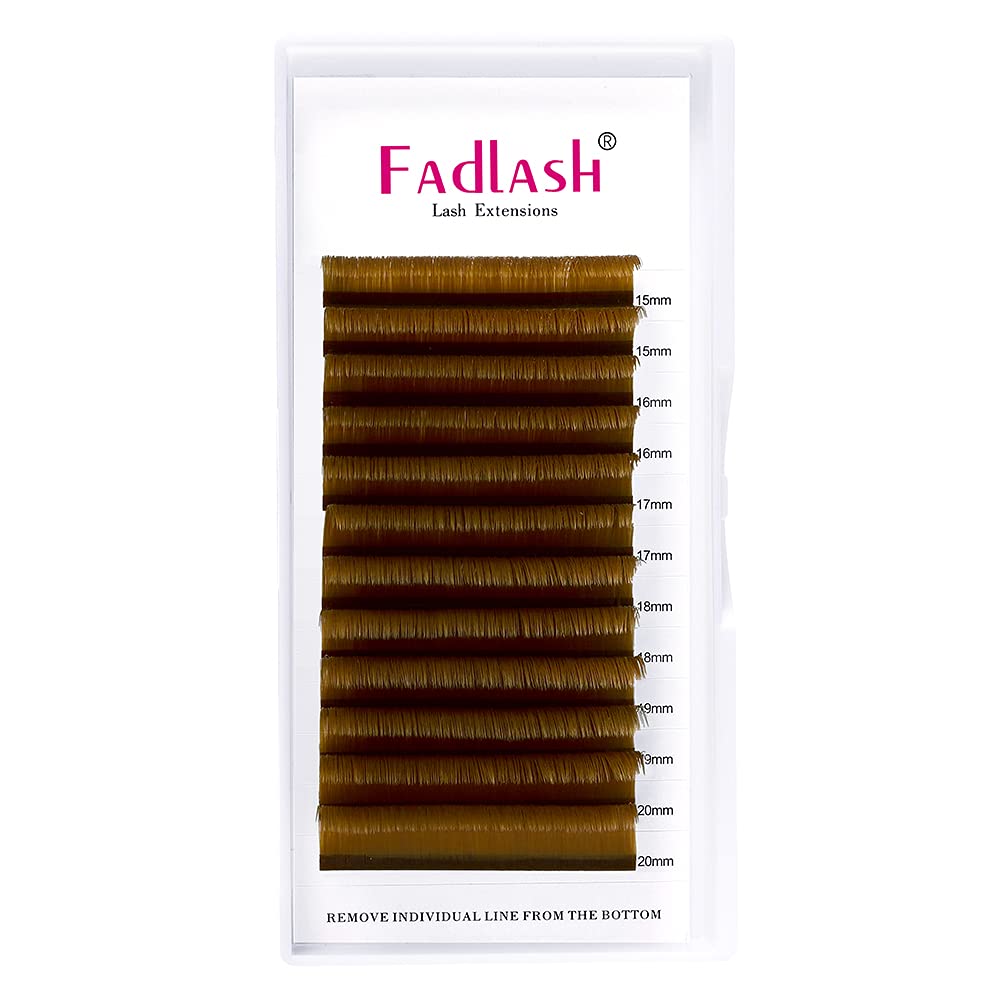 Volume Lash Extensions 0.07 D Curl Easy Fan Volume Lashes Mixed Tray 15-20mm Easy Fanning Lashes Brown Colored Lash Extension Supplies (Blond 0.07-D, 15-20mm)-FemmiqueWomen