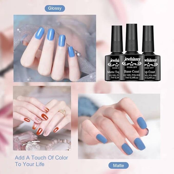 JEWHITENY Gel Nail Polish Kit, 36 Pcs 7ML Soak Off Gel Polish Set Pink Blue Green Yellow Gel Nail Kit Glitter Nail Art Starter Kit Beauty Gifts-FemmiqueWomen