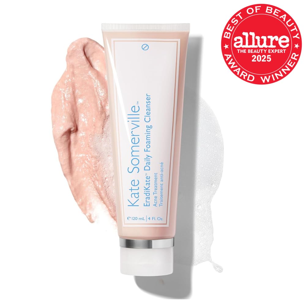 Kate Somerville EradiKate 3% Sulfur Daily Foaming Cleanser Acne Treatment – Clinically Formulated Medicated Face Wash Balances Skin & Cleans Pores, 4 Fl Oz-FemmiqueWomen