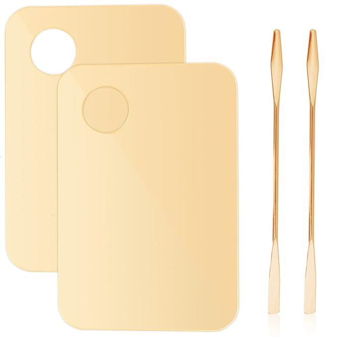 2Pcs Acrylic Makeup Mixing Palette with 2 Pcs Makeup Spatula, Foundation Mixing Tray Cosmetic Palette Mixer Makeup Palette for Foundation, Makeup Mixing Tray for Mixing Eye Shadow Lipsticks Nail Art-FemmiqueWomen