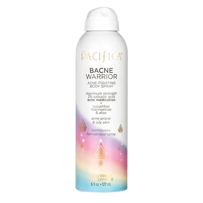 Pacifica Bacne Acne Cleanser Spray - Bacne Warrior - Body Spray for Acne Treatment - w/ 2% Salicylic Acid Niacinamide & Aloe - for Body, Chest & Back Acne for Teens & Adults Vegan Dermatologist Tested-FemmiqueWomen