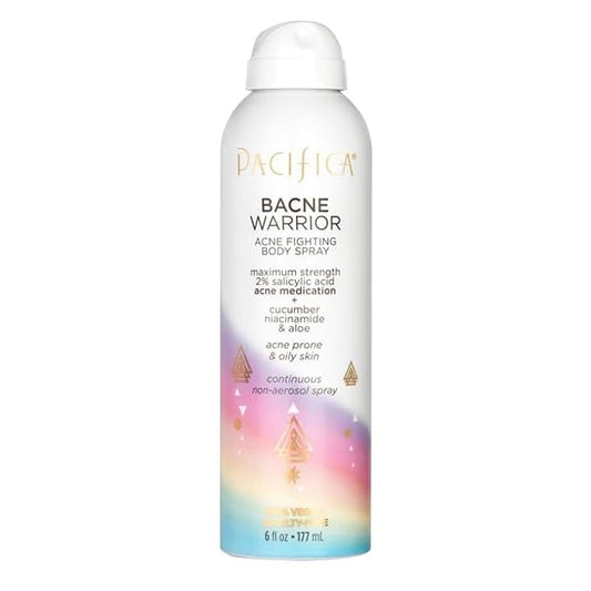 Pacifica Bacne Acne Cleanser Spray - Bacne Warrior - Body Spray for Acne Treatment - w/ 2% Salicylic Acid Niacinamide & Aloe - for Body, Chest & Back Acne for Teens & Adults Vegan Dermatologist Tested-FemmiqueWomen