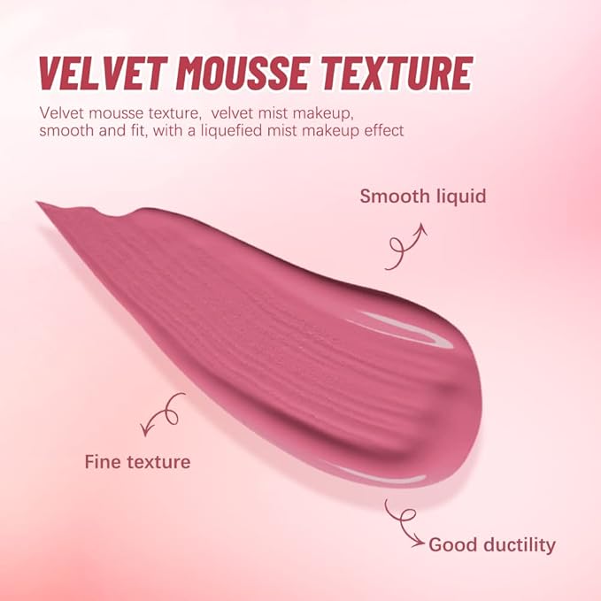 2 Colors Liquid Blush,Soft Cream Face Blush, Dewy Cheek Tint, Long Lasting Natural Matte Finish Looking,Moisturizing Lightweight Blendable Feel (02-HAPPY / 04 - LOVE)-FemmiqueWomen