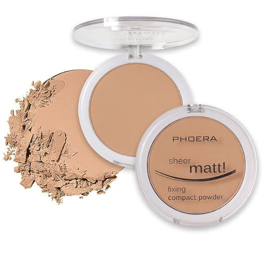 2 Pack Matte Face Powder, Control Oil Brighten Skin Color Cover Blemish Makeup Face Setting Setting Powder Foundation。204- Buff Beige-FemmiqueWomen