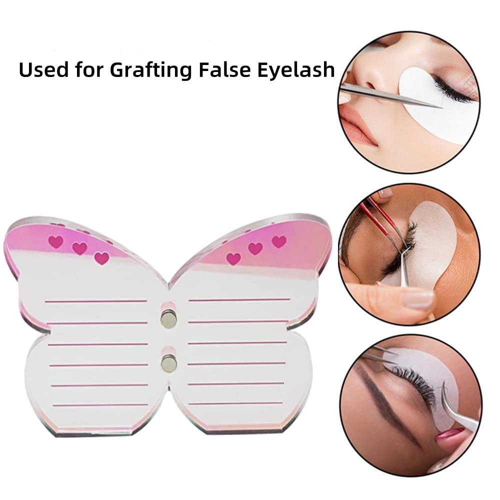 Grafting False Eyelash Acrylic Extension Pallet, Eyelash Extension Tweezers Plate Pad Makeup Palette Individual Training Tools Butterfly-shaped (Dazzling(5.9x3.9inch))-FemmiqueWomen