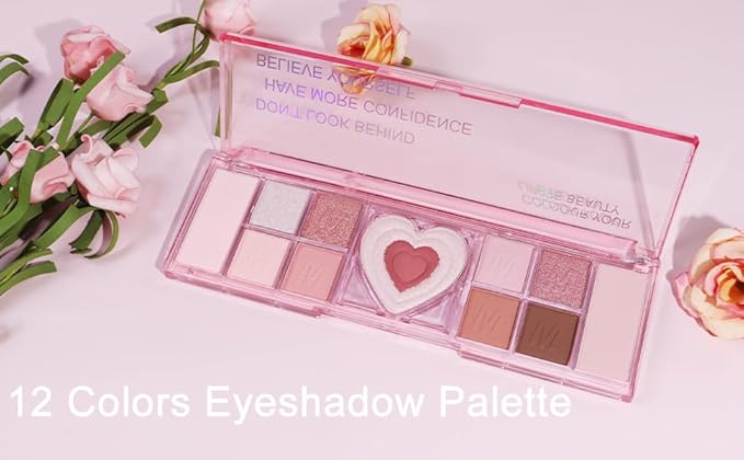 12 Colors Nude Natural Pink Matte Shimmer Eyeshadow Palette for Eye Makeup,High Pigmented Brown Eye Shadow Primers Powder Palet de sombras de ojos-FemmiqueWomen