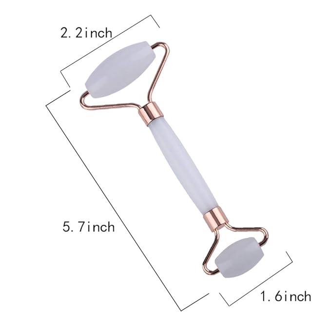 Jade Roller and Gua Sha Set - Facial Body Eyes Neck Massager Tool for Beautiful Skin Detox - Reduce Wrinkles Aging -（White Jade）-FemmiqueWomen