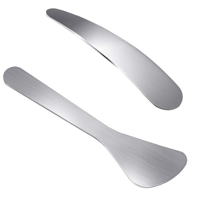 2Pcs Mini Metal Cosmetic Spatulas, Makeup Spatulas, Skincare Spatula, Cream Spatula, Beauty Accessories for Mixing and Sampling Plant Masks, Skin Care Creams, Eye Cream, Essences(Style 2)-FemmiqueWomen