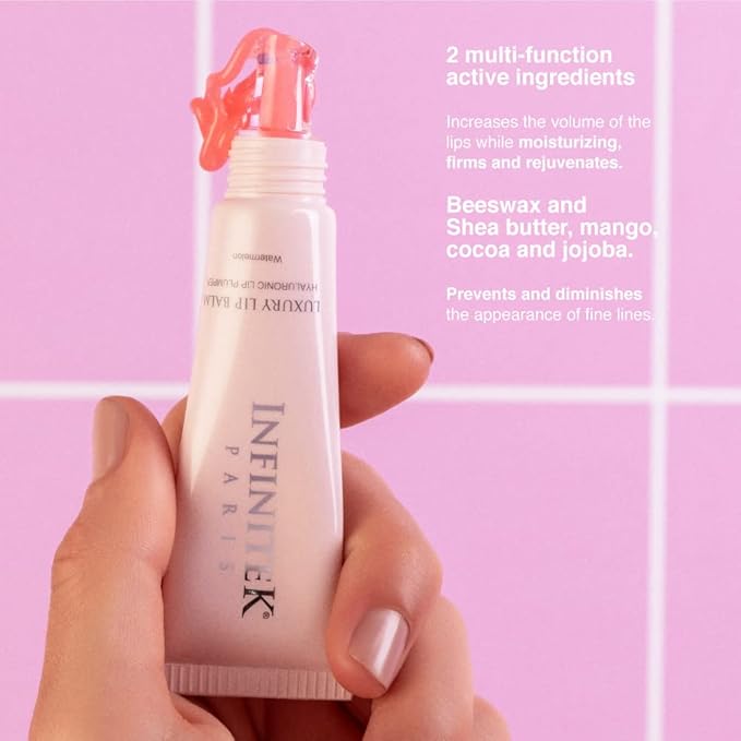 Infinitek Paris Luxury Lip Balm with Hyaluronic Acid - Hydrating Lip Gloss Plumper, Volumizing Tinted Lip Balm Makeup, Plumping Lip Gloss to Nourish & Repair Damaged Lips, 0.33 oz / 9.35 g-FemmiqueWomen