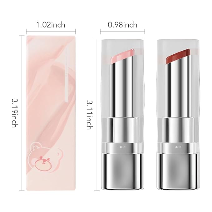 2Pcs Tinted Lip Balm Moisturizing Lipstick – Soft Pale Pink & Cool Plum Red Sheer Hydrating Lip Color for Dry Lips – Nourishing Lip Balm for All Women with a Subtle Natural Scent (S01 & S04)-FemmiqueWomen