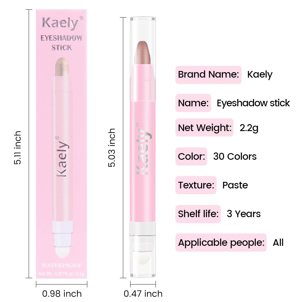 1Pcs Mauve taupe Shimmer Cream Eye Shadow Brightener Sticks for Eyes Waterproof Pigmented, Double Ended Cream Eyeshadow Stick Pencil Pen with Applicator, Eye Shadow Palette Highlighter Makeup 36-FemmiqueWomen