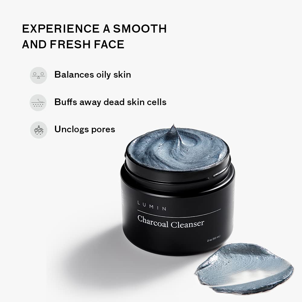 Lumin Charcoal Face Wash for Men Skincare - Daily Detox, Hydrating Face Cleanser, Removes Impurities, Exfoliates, Unclogs Pores, Controls Oil, Soothes Irritation, All Skin Types, 2 Pack-FemmiqueWomen