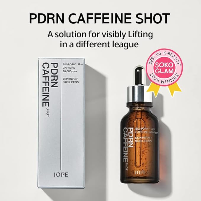 IOPE BIO-PDRN Caffeine Shot Serum | 38% Plant-Based Vegan PDRN & 20,000ppm Caffeine & Niacinamide in a Bottle, Plumping Skin, Intense Lifting and Firming, Korean Skincare, 1.01 Fl Oz-FemmiqueWomen