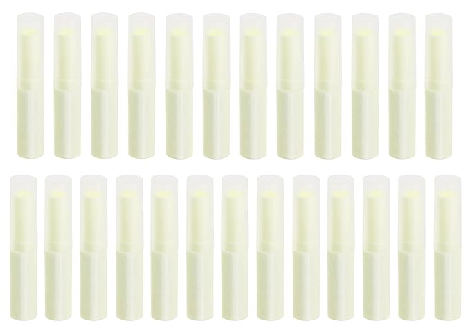 0.14oz Empty Flavored Lip Balm Container Tubes Plastic Homemade Moisturizing Lip Stick with Caps Bulk Fit for Women Adult DIY Making Supplies, 25 Count (Beige)-FemmiqueWomen