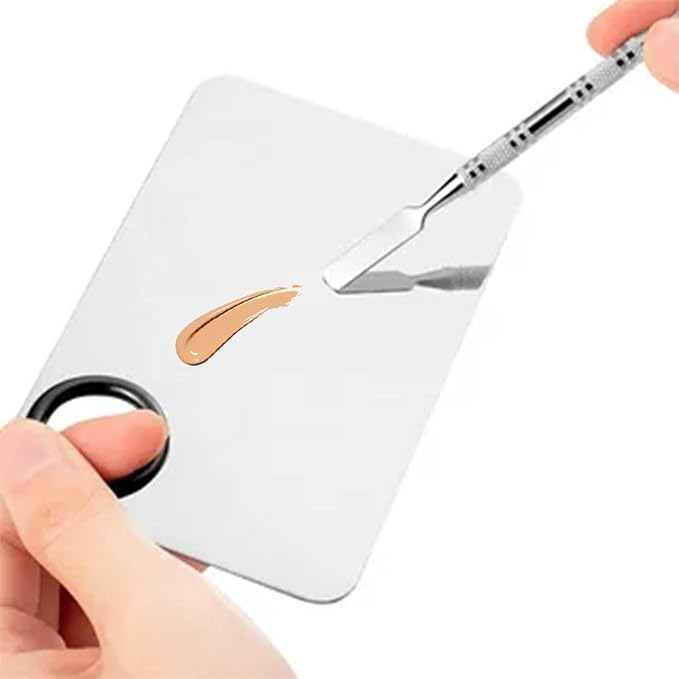 2 in 1 Makeup Mixing Palette Set with Spatula - Stainless Steel Foundation Accessories and Mixing Tools for Cosmetic, Nail Art, Lipstick-FemmiqueWomen