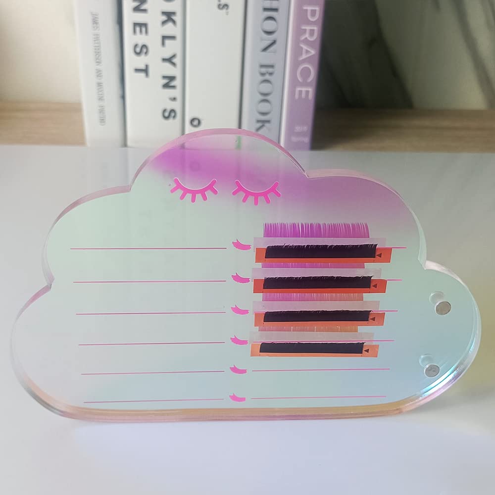Grafting False Eyelash Acrylic Extension Pallet, Eyelash Extension Tweezers Plate Pad Makeup Palette Individual Training Tools Dazzling (Cloud-shaped C （5.9x3.94in）)-FemmiqueWomen