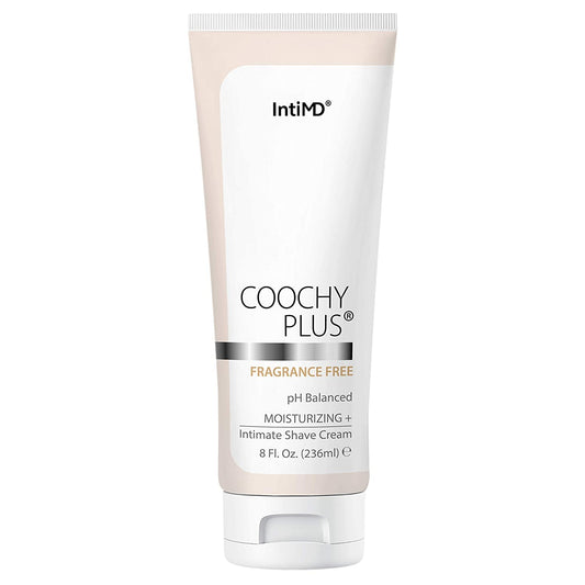 IntiMD Coochy Plus Intimate Shaving Cream Fragrance Free For Pubic, Bikini Line, Armpit and more - Rash-Free, Prevents Razor Burns & Bumps, In-Grown Hair, Itchiness 8oz Tube-FemmiqueWomen
