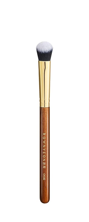 Desert Oak Series Precision Angled Dome Highlight Brush - Small Nylon Bristles for Targeted Cream/Liquid Highlighter, Under-Eye, Nose Bridge & Detail Work, Bubinga Handle & Brass Ferrule (CM 182)-FemmiqueWomen