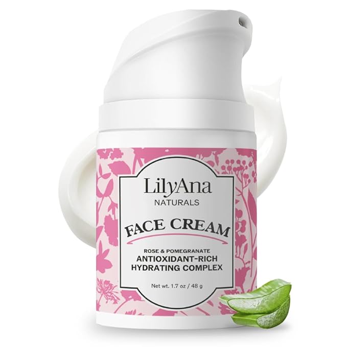 LilyAna Naturals Face and Neck Moisturizer for Women and Men - Moisturizer Face and Neck Cream for Dry Skin and Dark Spot Brightening - Rose and Pomegranate Extracts - 1.7oz-FemmiqueWomen