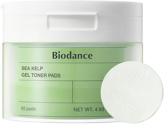 Biodance Sea Kelp Gel Toner Pads, Calming & Soothing for Sensitive Skin, Oil & Sebum Control, Blemish Care, Gentle Exfoliating Toner Pads, Korean Skincareㅣ4.93 fl.oz.(140g)*60Pads-FemmiqueWomen