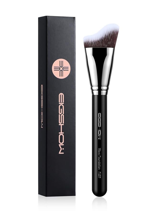 EIGSHOW Foundation Brush with Wave Shaped Head for Liquid, Cream, Powder Blending Cheekbones Jawline, Large Premium Dense Synthetic Bristles (F659)-FemmiqueWomen