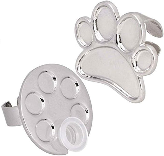 2 Pcs/Lot Mini Manicure Palette Wearable Metal Nail Art Polish Holder Paint Palette Finger Rings Nail Art Tools Palettes Palette Cups-FemmiqueWomen