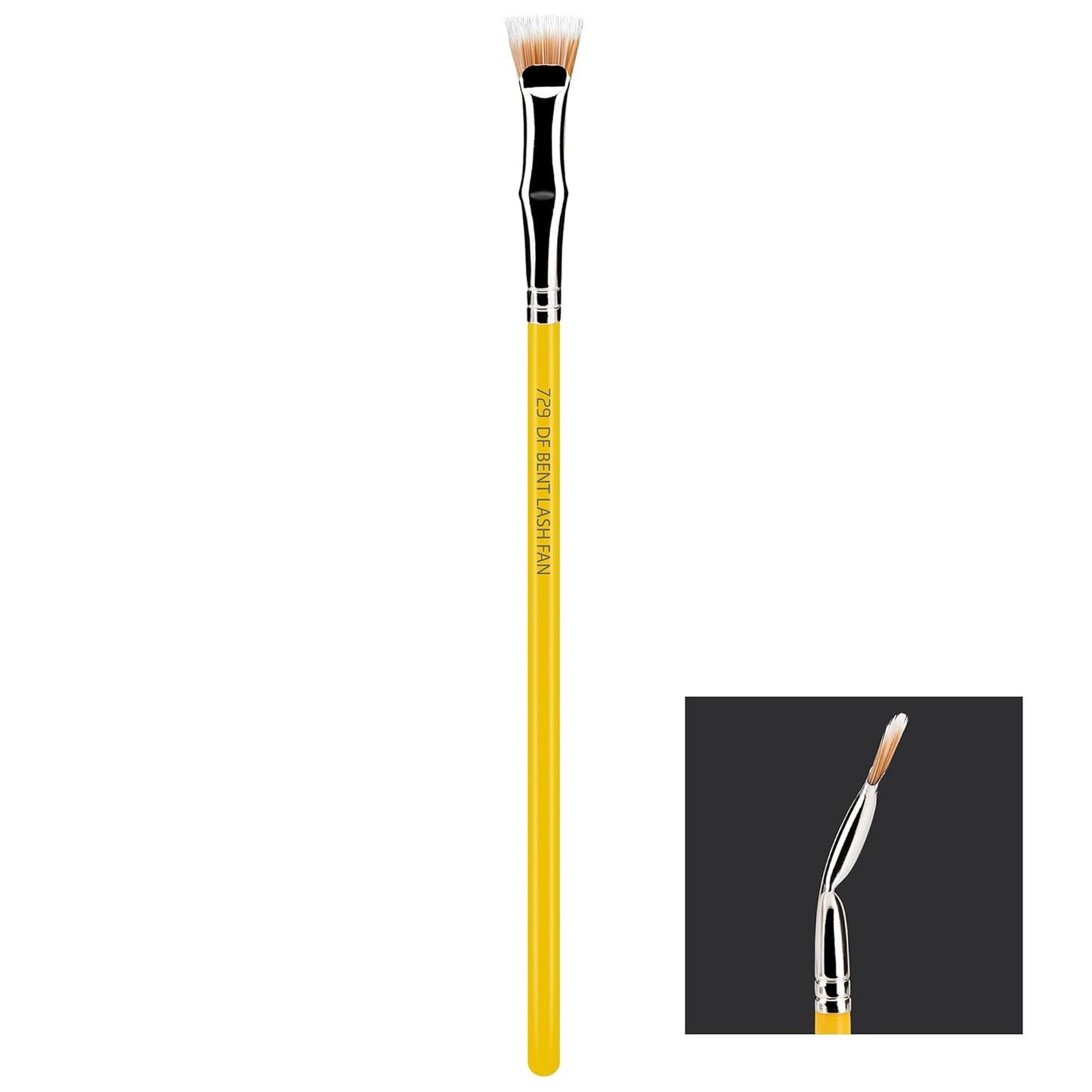 Bdellium Tools Professional Makeup Brush - Studio Series 729 Duo Fiber Bent Mascara Fan - With Soft Synthetic Fibers, For Applying Mascara (Yellow, 1pc)-FemmiqueWomen