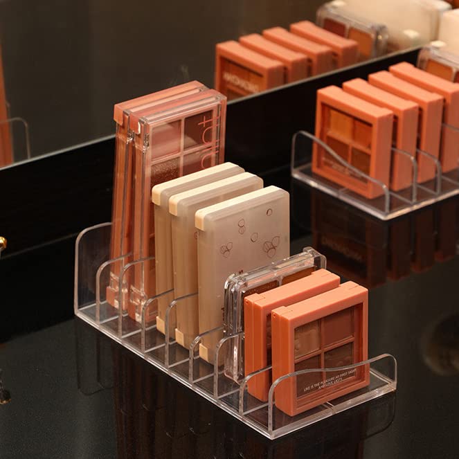 1 Piece 8-Section Acrylic Eyeshadow Organizer Cosmetic Makeup Palette Organizer Divided Makeup Organizer Eyeshadow Contour Blush Holder for Eyeshadow Palettes Blush Face Powder, Clear-FemmiqueWomen