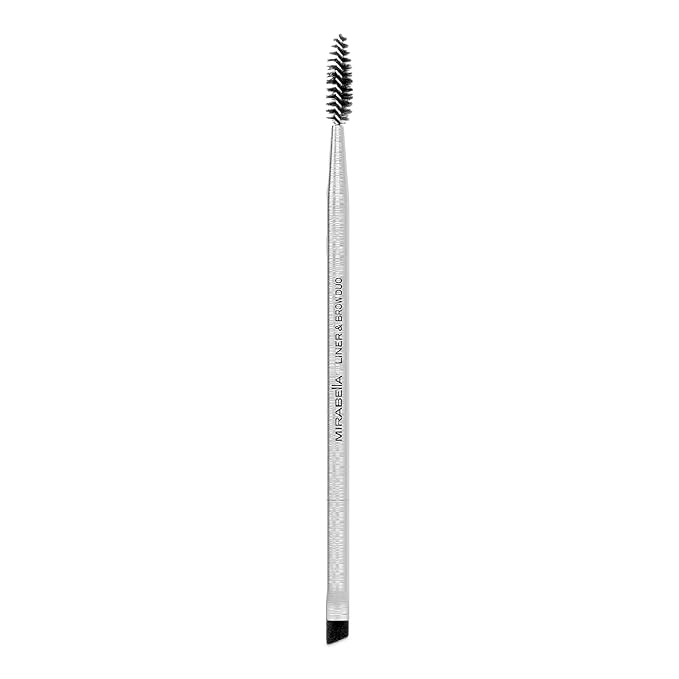 Mirabella Liner & Brow Duo Brush, Premium Professional Makeup Brush Collection, Cruelty-Free Synthetic Bristle Brush, Hand-Sculpted Brushed Aluminum Handle, Luxury Blending Brush for Makeup-FemmiqueWomen