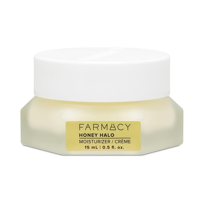Farmacy Ceramide Face Moisturizer - Honey Halo Hydrating Facial Moisturizer for Dry Skin - Plumps, Soothes + Restores Skin with Potent Ceramides + Buckwheat Honey for a Dewy, Healthy Glow (15ml)-FemmiqueWomen