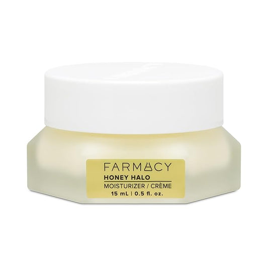 Farmacy Ceramide Face Moisturizer - Honey Halo Hydrating Facial Moisturizer for Dry Skin - Plumps, Soothes + Restores Skin with Potent Ceramides + Buckwheat Honey for a Dewy, Healthy Glow (15ml)-FemmiqueWomen